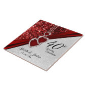 ⭐ Glitter Red Ruby 40th Jubileum 💕 Keepslag Tegeltje (Zijkant)