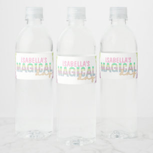 Glitter regenboog eenhoorn magisch waterfles etiket