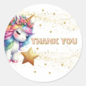 Glitter regenboog eenhoorn verjaardag Uitnodiging Ronde Sticker (Voorkant)