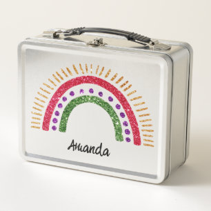 Glitter Regenboog Lunchbox - Gepersonaliseerde Naa