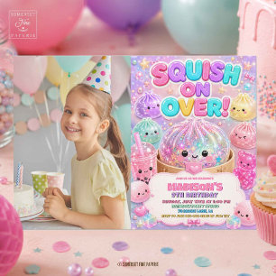 Glitter Regenboog Squishy Verjaardagsfeest Foto Bedankkaart