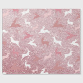 Glitter Rendier Kerstpatroon Cadeaupapier (Vlak)
