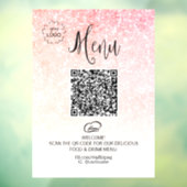 *~* Glitter Restuarnt Menu QR LOGO wordt vertaald  Raamsticker (Vel 3)