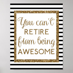 Glitter Retirement zwart en Gold Poster