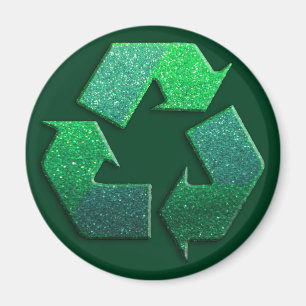 Glitter Reuse, Reduction, Earth Day Recycling Recy Magneet