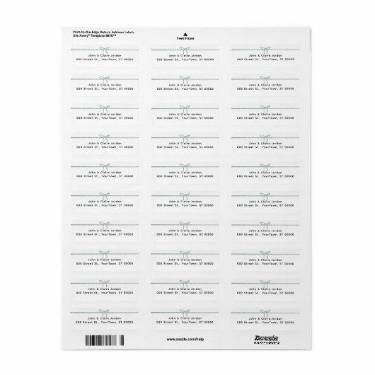 Glitter Ribbon Return Address Label (Full Sheet)