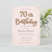 Glitter Roos Folie Ballonnen 70ste verjaardag Eleg Kaart (Staand voorkant)