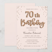 Glitter Roos Folie Ballonnen 70ste verjaardag Eleg Kaart (Voorkant / Achterkant)