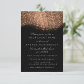 Glitter Roos Gold Copper Black White elegant Kaart (Staand voorkant)