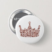 Glitter Roos Gold Crown Clipart Queen Crown Ronde Button 5,7 Cm (Voorkant /achterkant)
