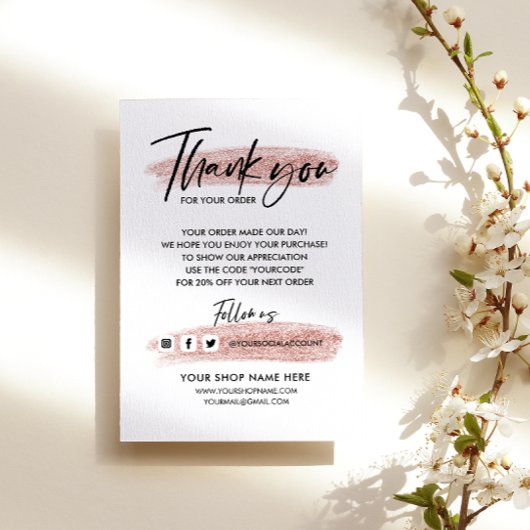 Glitter Roos Gold DANK U HAND LETTERED QR-CODE Informatiekaartje