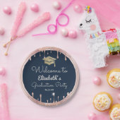 Glitter Roos Gold Drivers marineblauw Papieren Bordje (Feest)