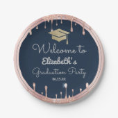 Glitter Roos Gold Drivers marineblauw Papieren Bordje (Voorkant)