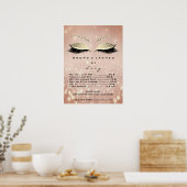 Glitter Roos Gold Makeup Eyes Lashes Prijslijst Poster (Keuken)