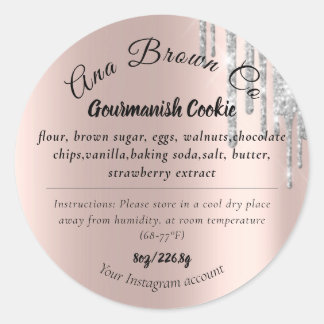 Glitter Roos Gold Productlabel Ronde Sticker