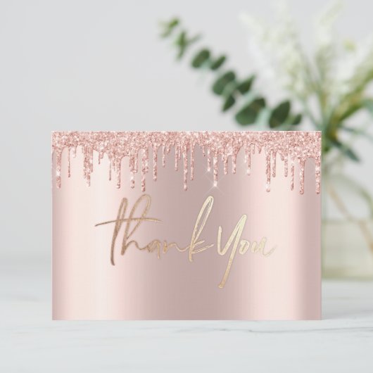 Glitter Roos goud druipt marmer Dank u Kaarten (Staand voorkant)