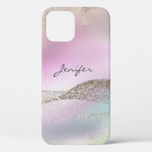 Glitter roos goud holografisch abstract Hoesje-Mat iPhone 12 Pro Hoesje