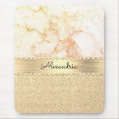 Glitter Roos Goud Marmer Gepersonaliseerd Muismat (Voorkant)