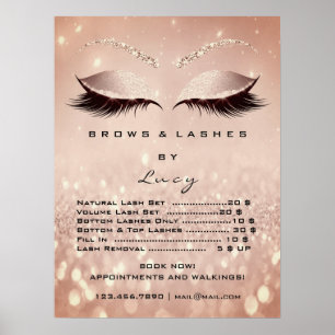 Glitter Roos Gouden make-up oogjes Prijslijst1 Poster