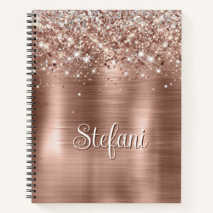 Glitter Roos Goudfolie Faux Glitter Monogram Notitieboek