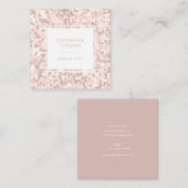 Glitter Roos Roze patroonvierkant visitekaartje (Voorkant / Achterkant)