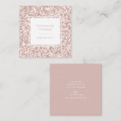 Glitter Roos Roze patroonvierkant visitekaartje (Voorkant / Achterkant)