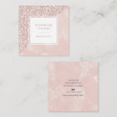 Glitter Roos Roze waterverf vierkant visitekaartje (Voorkant / Achterkant)