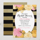 Glitter Roos Uitnodiging voor Baby of Vrijgezellen (Voorkant / Achterkant)