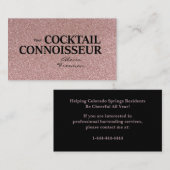 Glitter Rose Gold Bartender Event Business Card Visitekaartje (Voorkant / Achterkant)