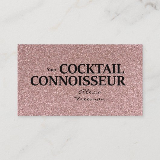 Glitter Rose Gold Bartender Event Business Card Visitekaartje (Voorkant)