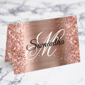 Glitter Rose Gold Fancy Monogramme Cartes de Place