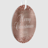 Glitter Rose Gold Joyeux Noël Famille Photo (devant)