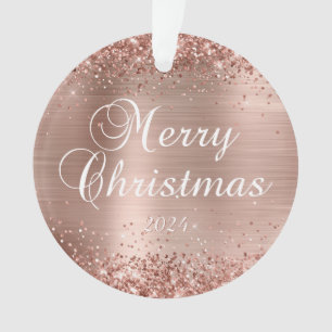 Glitter Rose Gold Joyeux Noël Famille Photo