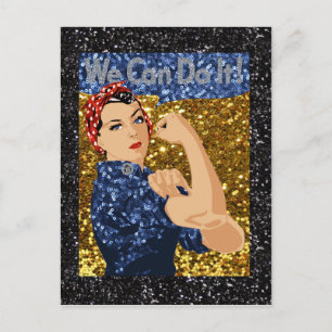 glitter rosie de riveter briefkaart