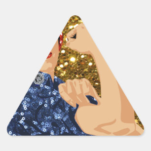 glitter rosie de riveter driehoek sticker