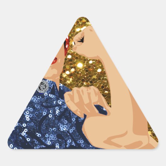glitter rosie de riveter driehoek sticker (Voorkant)