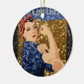 glitter rosie de riveter keramisch ornament (Links)