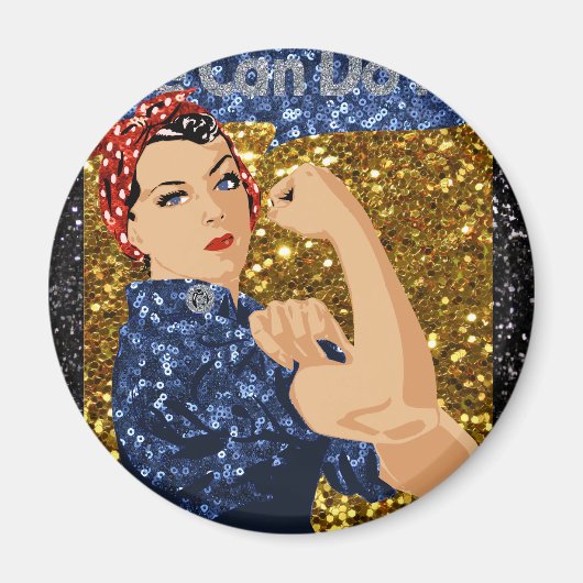 glitter rosie de riveter magneet (Voorkant)