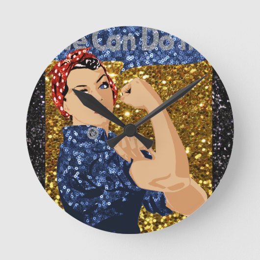 glitter rosie de riveter ronde klok (Voorkant)