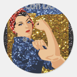glitter rosie de riveter ronde sticker