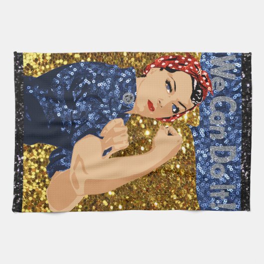 glitter rosie de riveter theedoek (Horizontaal)