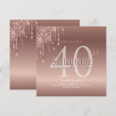 Glitter Roze 40e Verjaardagsverrassing Kaart (Voorkant / Achterkant)