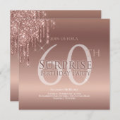Glitter Roze 60ste Verrassingsverjaardag Kaart (Voorkant / Achterkant)