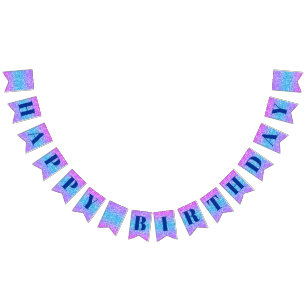 Glitter roze blauw Happy Birthday Banner