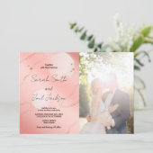 Glitter Roze Bruiloft Uitnodigingen met foto (Staand voorkant)