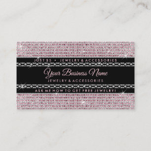 Glitter Roze Diamanten Signature Meisjesachtige Si Visitekaartje