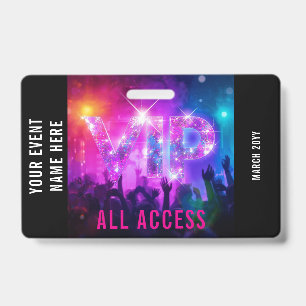 Glitter roze disco VIP-concert all access evenemen Badge