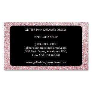 Glitter Roze Eenvoudig Vrouwelijk Meisjesachtig Magnetisch Visitekaartje