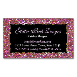 Glitter Roze Elegantie Magnetisch Visitekaartje