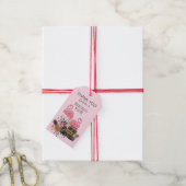 Glitter roze flamingo koffers Dank u Cadeaulabel (Met Touw)